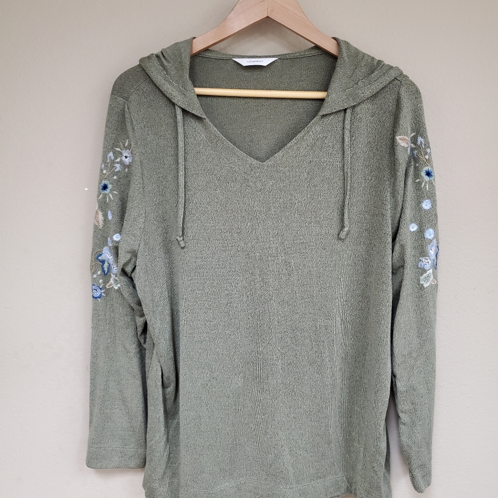 CJ Banks V-neck Embroidered Hoodie